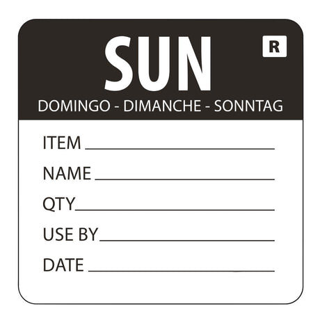 Hygiplas Removable Day of the Week Label Sunday (Pack of 500) - L072  Hygiplas   