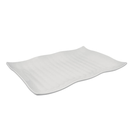 Dalebrook Melamine Ribbed Wavy Platter White 420mm - L284  Dalebrook   