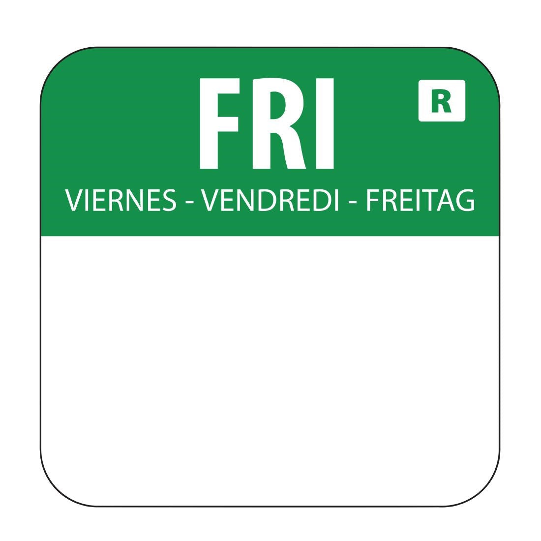 Hygiplas Removable Colour Coded Food Labels Friday (Pack of 1000) - L935  Hygiplas   
