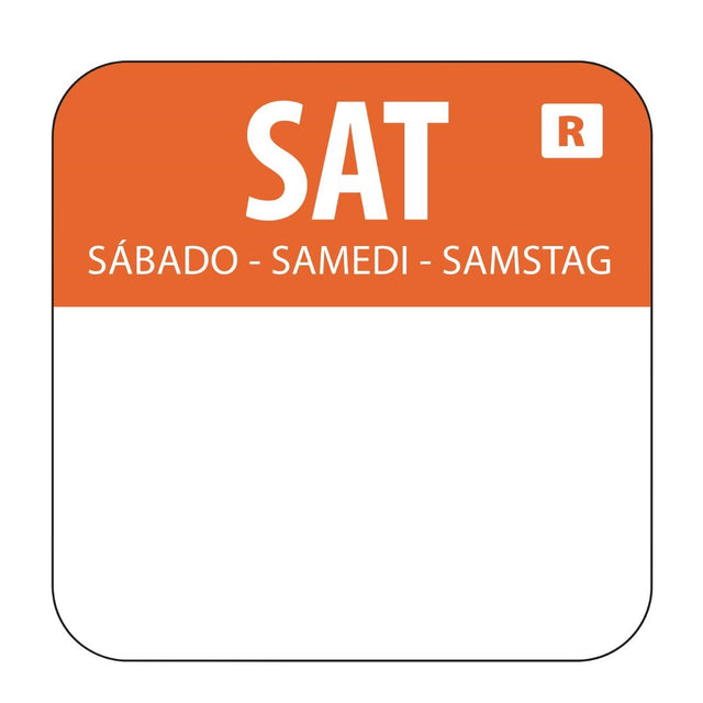 Hygiplas Removable Colour Coded Food Labels Saturday (Pack of 1000) - L936  Hygiplas   