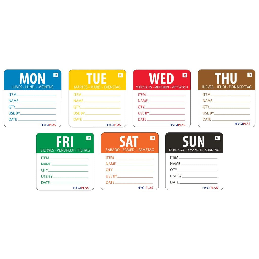 Vogue Removable Day of the Week 50mm Label Set (Pack of 3500) - L938  Hygiplas   