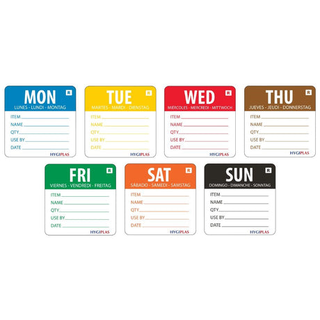Vogue Removable Day of the Week 50mm Label Set (Pack of 3500) - L938  Hygiplas   