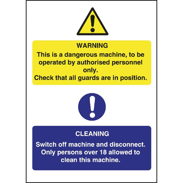 Vogue Dangerous Machine Cleaning Sign - L945  Vogue   