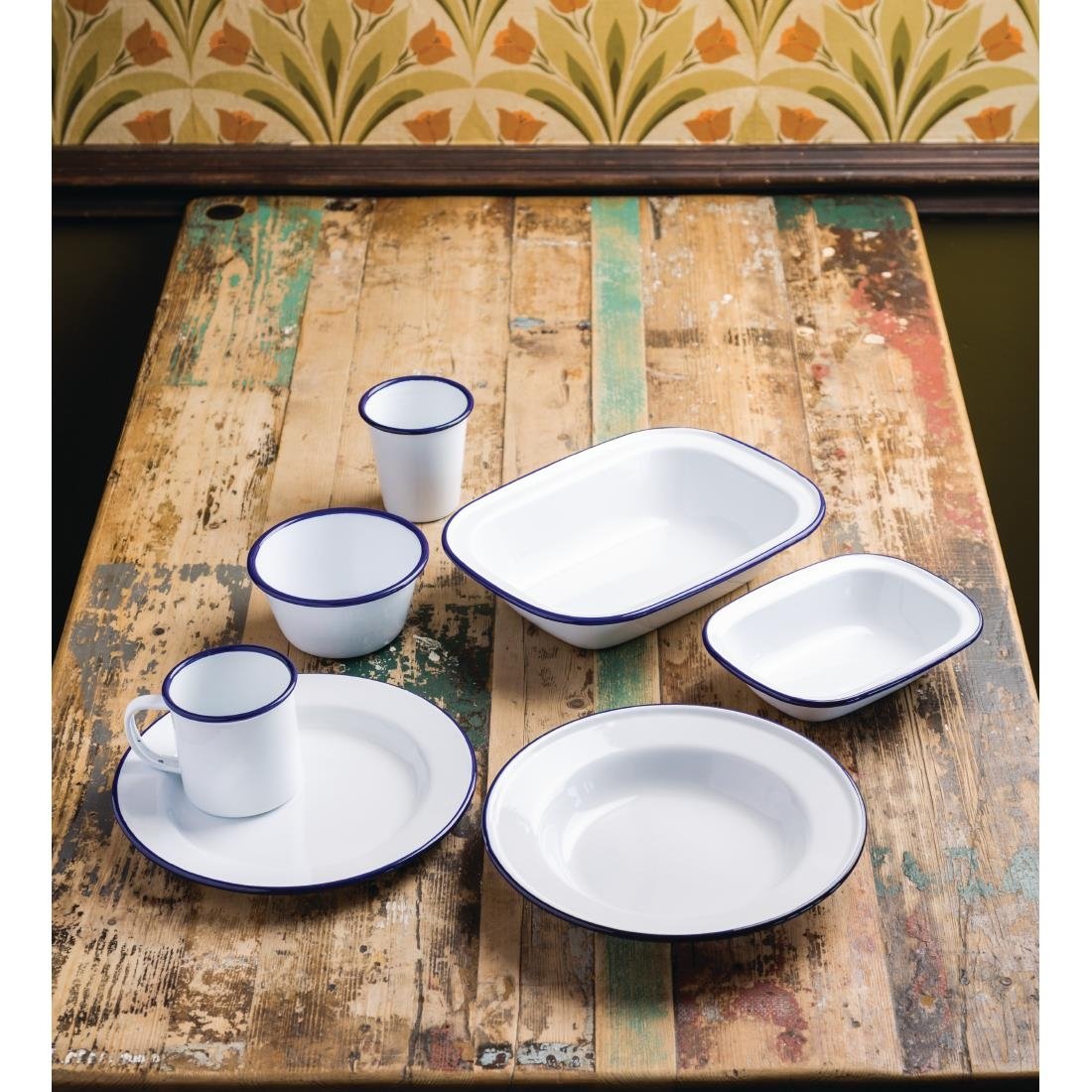 Olympia Large Enamel Soup Mugs 670ml (Pack of 6) - DC398 Olympia Crockery Olympia   