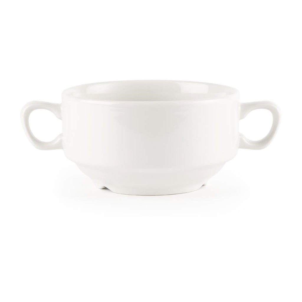 Churchill Whiteware Handled Soup Bowls 398ml (Pack of 24) - P283 Bowls Churchill