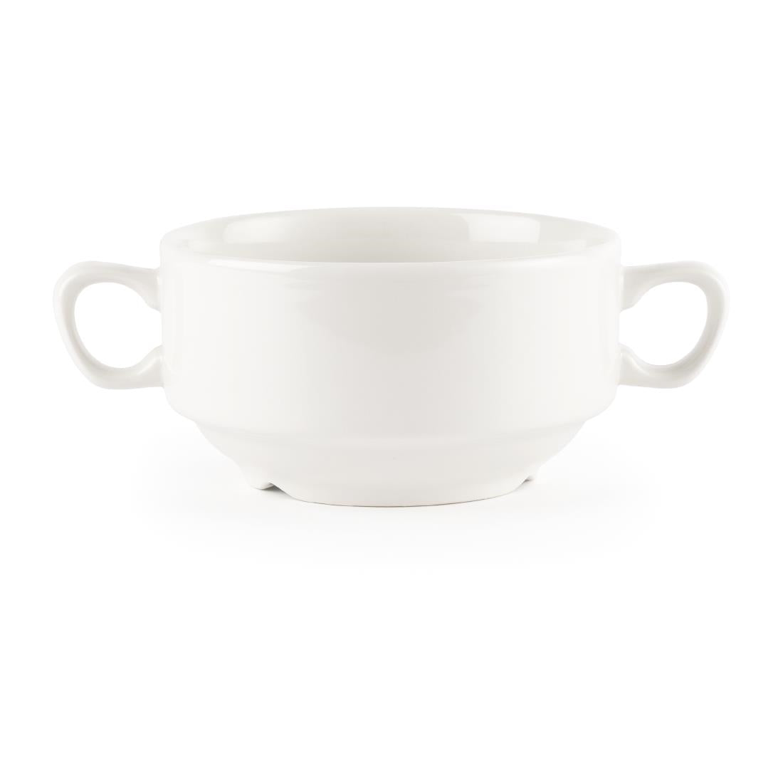 Churchill Whiteware Handled Soup Bowls 398ml (Pack of 24) - P283 Bowls Churchill