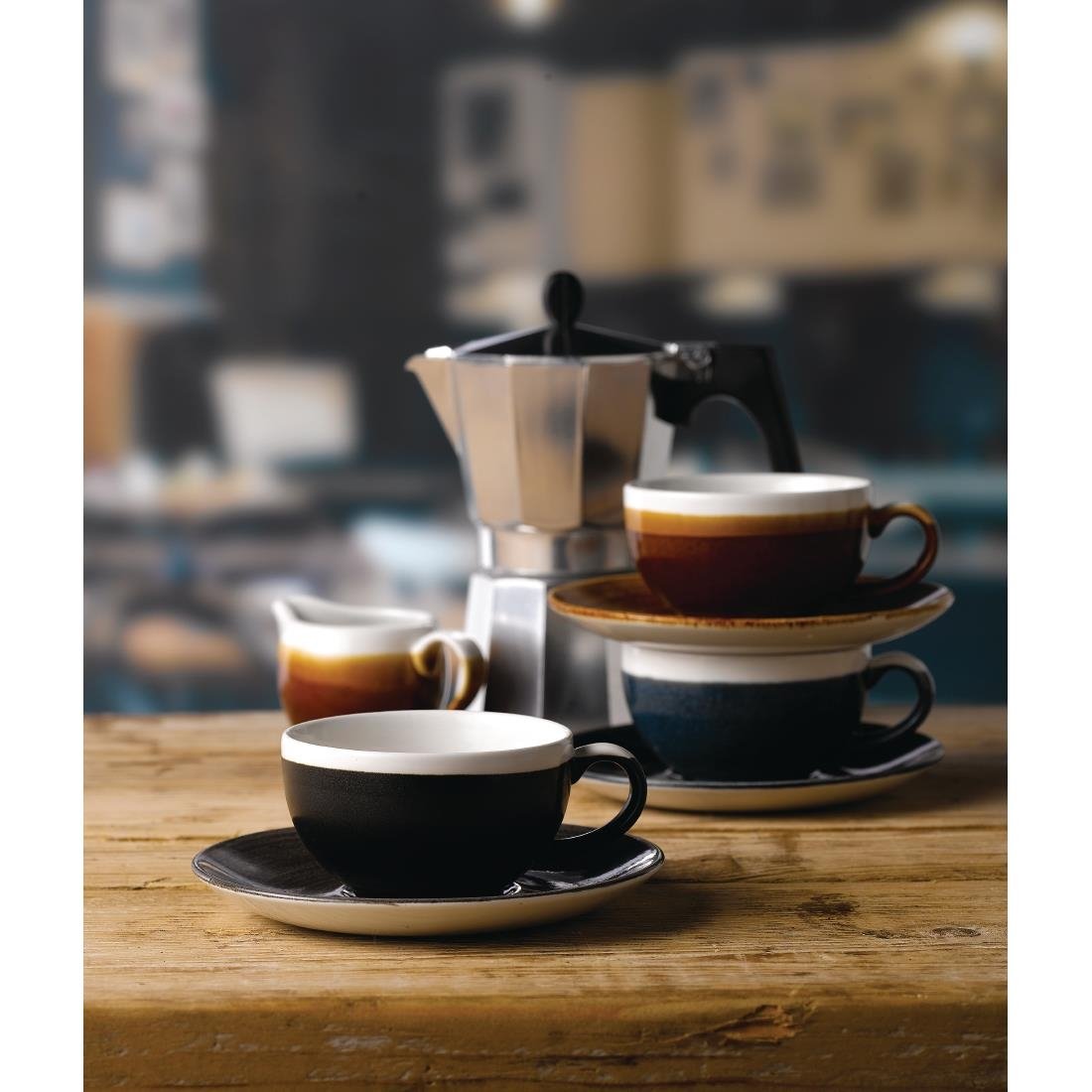 Churchill Monochrome Cappuccino Saucer Iron Black 158mm (Pack of 12) - DR689 Churchill Super Vitrified Churchill   