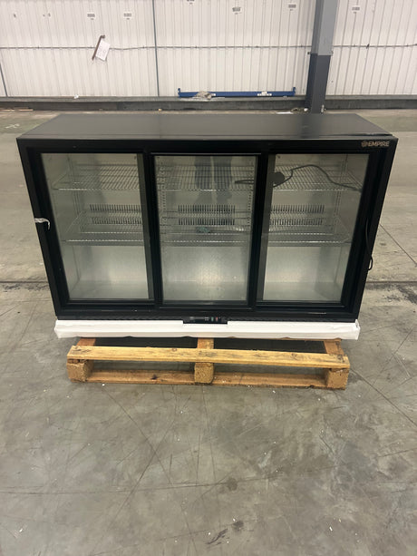 Empire Triple Door Bottle Cooler – B Energy Rated Low 835mm Height Sliding Door Commercial Back Bar Fridge | CL-320SC - Graded Item