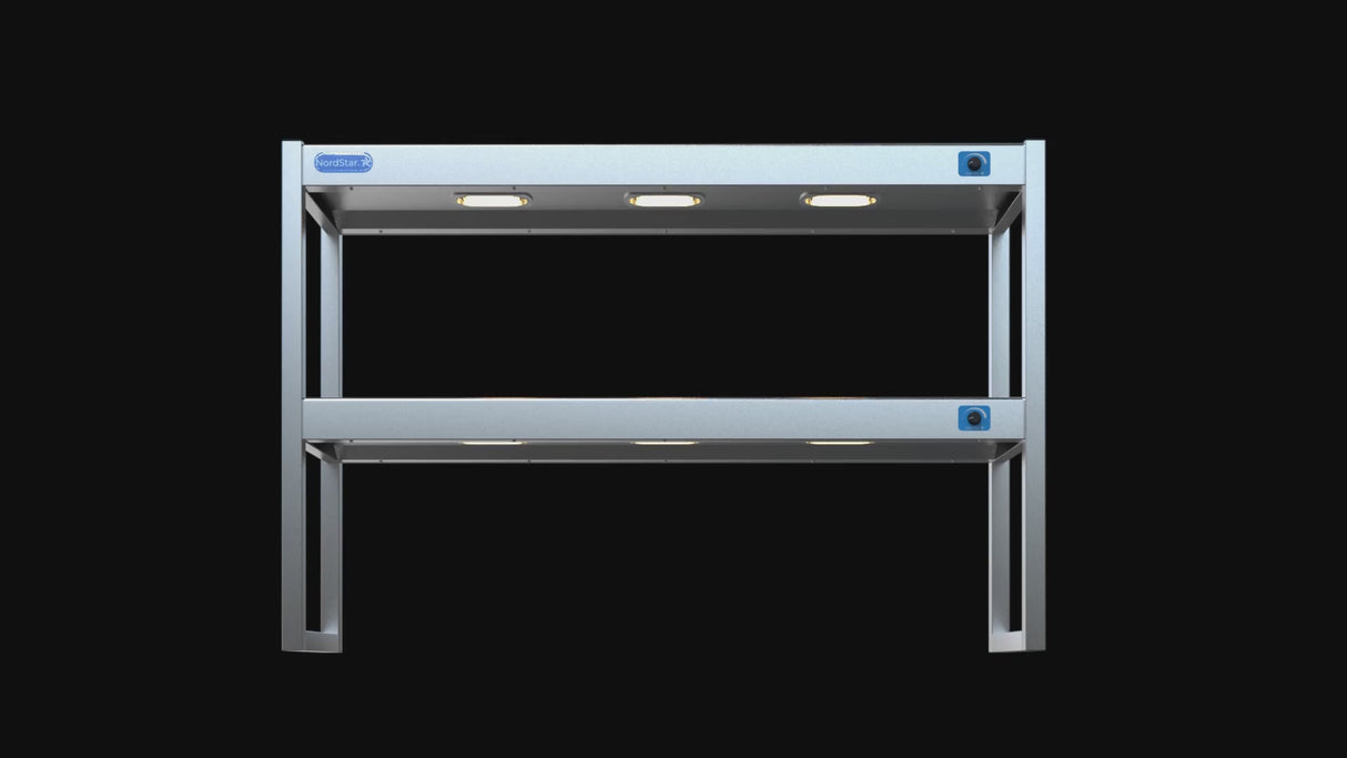 Nordstar Heated Gantry Double Tier Chefs Rack Overshelf 1200mm 6 Quartz Lamp | DTG1200 Heated Gantry Chef's Rack Nordstar