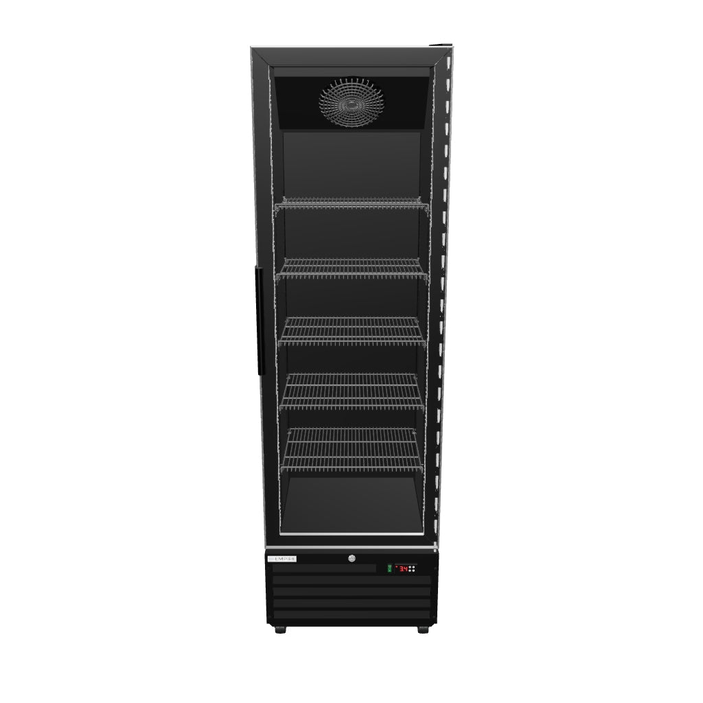 Empire Single Door Upright Display Cooler – Commercial Glass Door Fridge Merchandiser Black | CL-400W Upright Single Door Bottle Coolers Empire