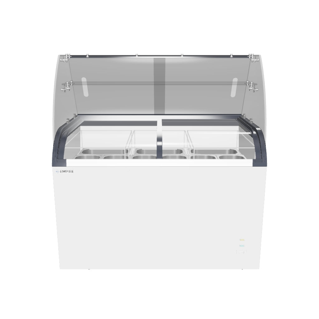 Empire Sliding Curved Glass Lid Display Ice Cream Counter Freezer - 9 x Pans - EMP-CF420QIC-GT Display Chest Freezers Empire