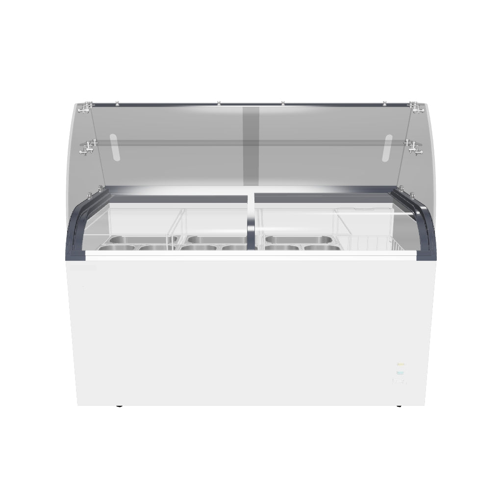 Empire Sliding Curved Glass Lid Display Ice Cream Counter Freezer - 9 × Pans & Basket - EMP-CF520QIC-GT Display Chest Freezers Empire