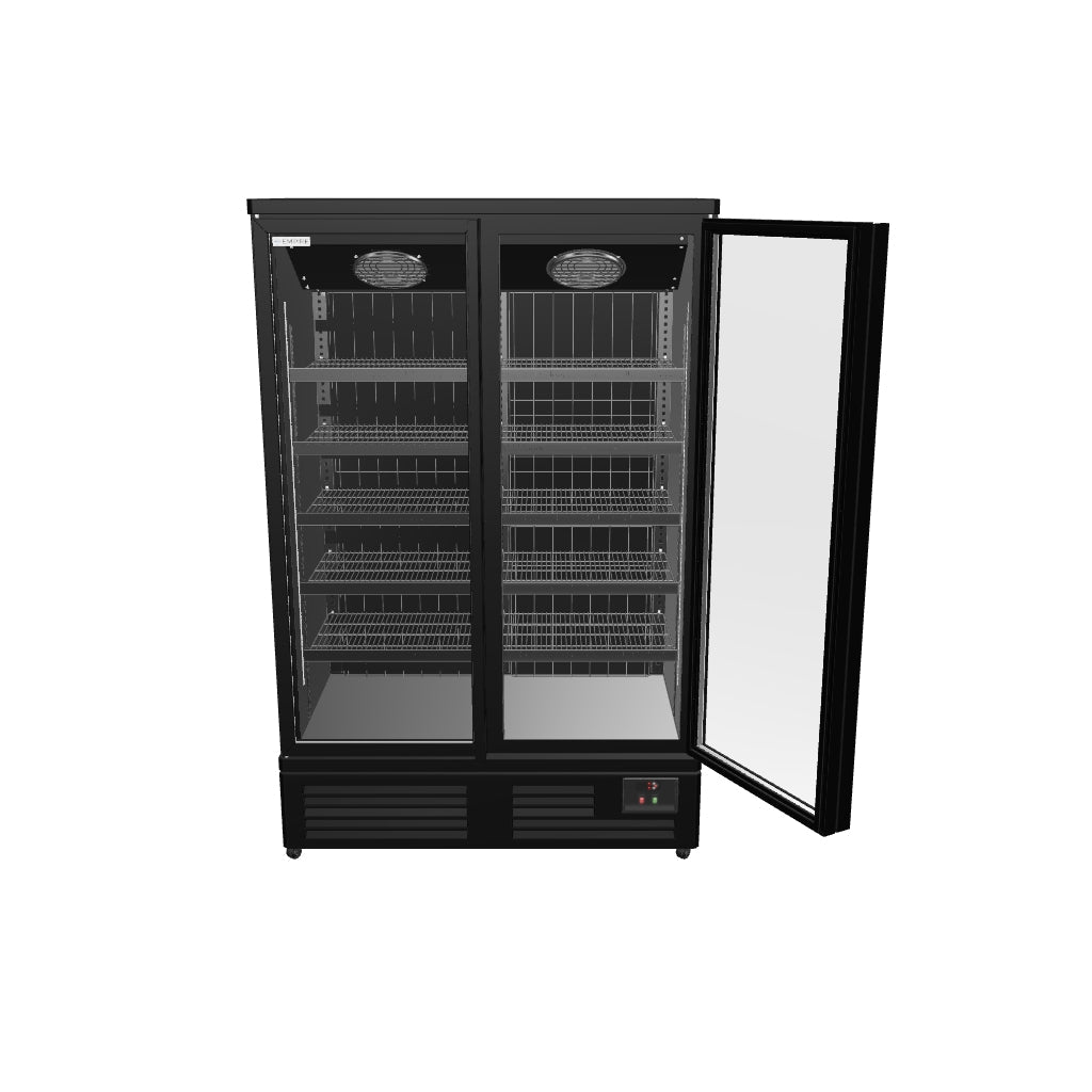 Empire Upright Display Freezer 810L Double Glass Door Commercial Black Interior | EMP-KDF-P1373TG-B Refrigeration Uprights - Double Door Empire