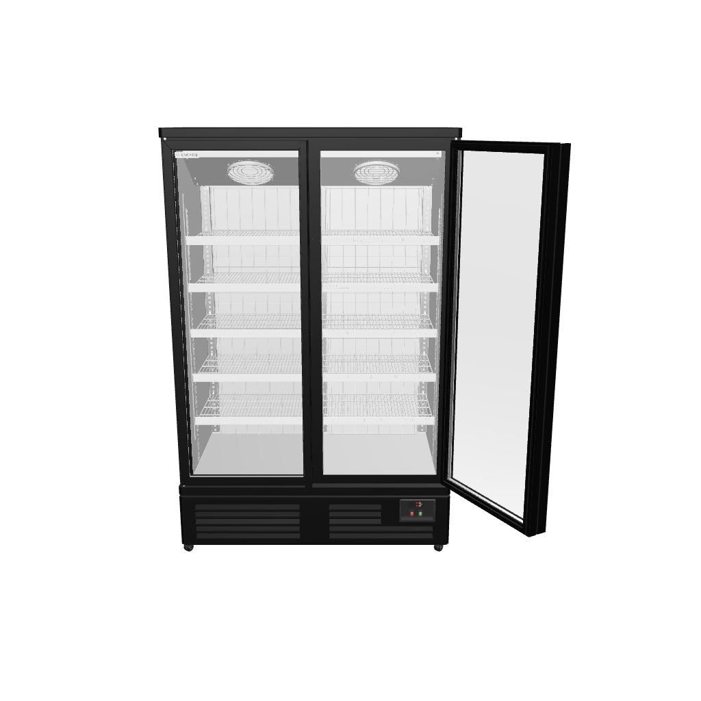Empire Upright Display Freezer 810L Double Glass Door Commercial White Interior | EMP-KDF-P1373TG-W Refrigeration Uprights - Double Door Empire
