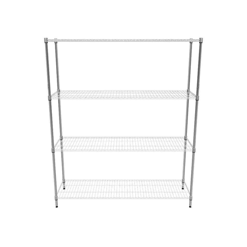 Empire 4-Tier Heavy-Duty Wire Shelving Unit | 1500mm Wide, 120kg Per Shelf Storage Rack – RACK-1500 Chrome Wire Shelving and Racking Empire