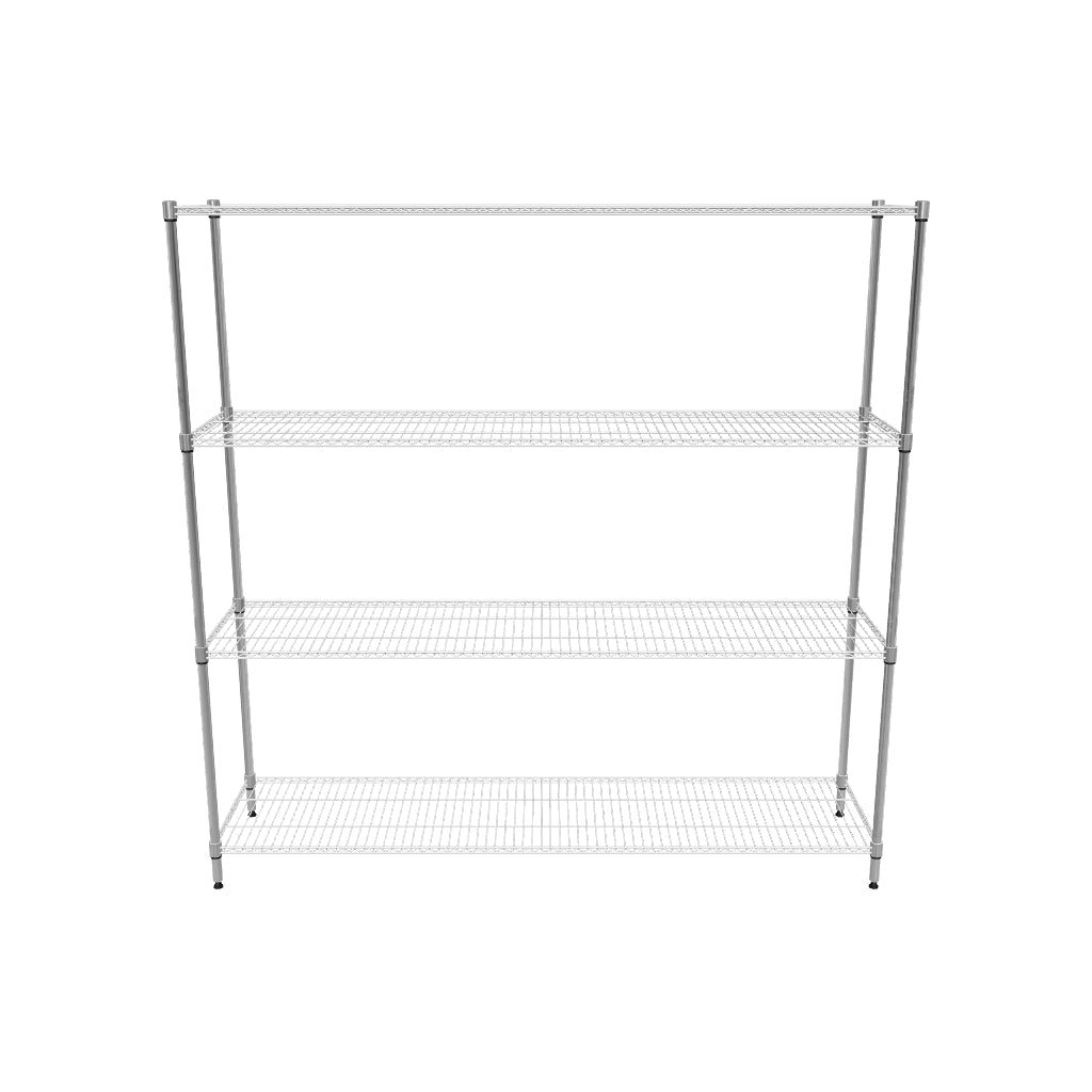 Empire 4-Tier Heavy-Duty Wire Shelving Unit | 1800mm Wide, 120kg Per Shelf Storage Rack – RACK-1800 Chrome Wire Shelving and Racking Empire