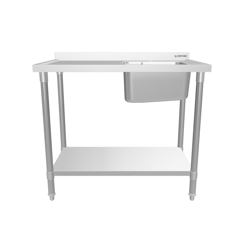 Empire Stainless Steel Single Bowl Sink 1000mm Wide Left Hand Drainer - EMP-SSWTS-1000L