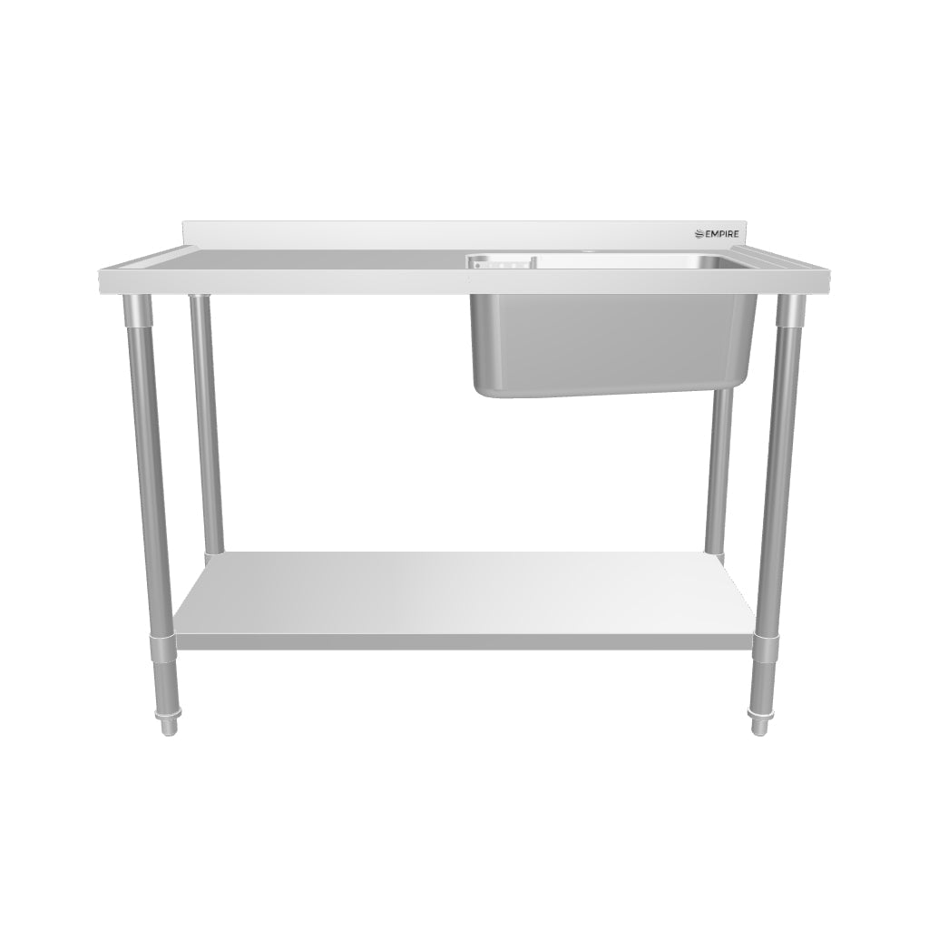 Empire Stainless Steel Single Bowl Sink 1200mm Wide Left Hand Drainer - EMP-SSWTS-1200L Single Bowl Sinks Empire