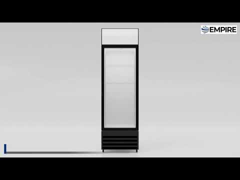 Empire Single Door Display Cooler – 375L Commercial Fridge with Merchandising Canopy | CL-370 Upright Double Glass Door Chillers Empire