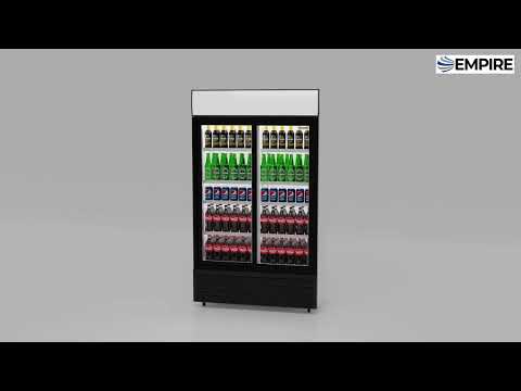 Empire Double Door Display Cooler Sliding – Commercial Fridge with Merchandising Canopy | CL-690B Upright Double Glass Door Chillers Empire
