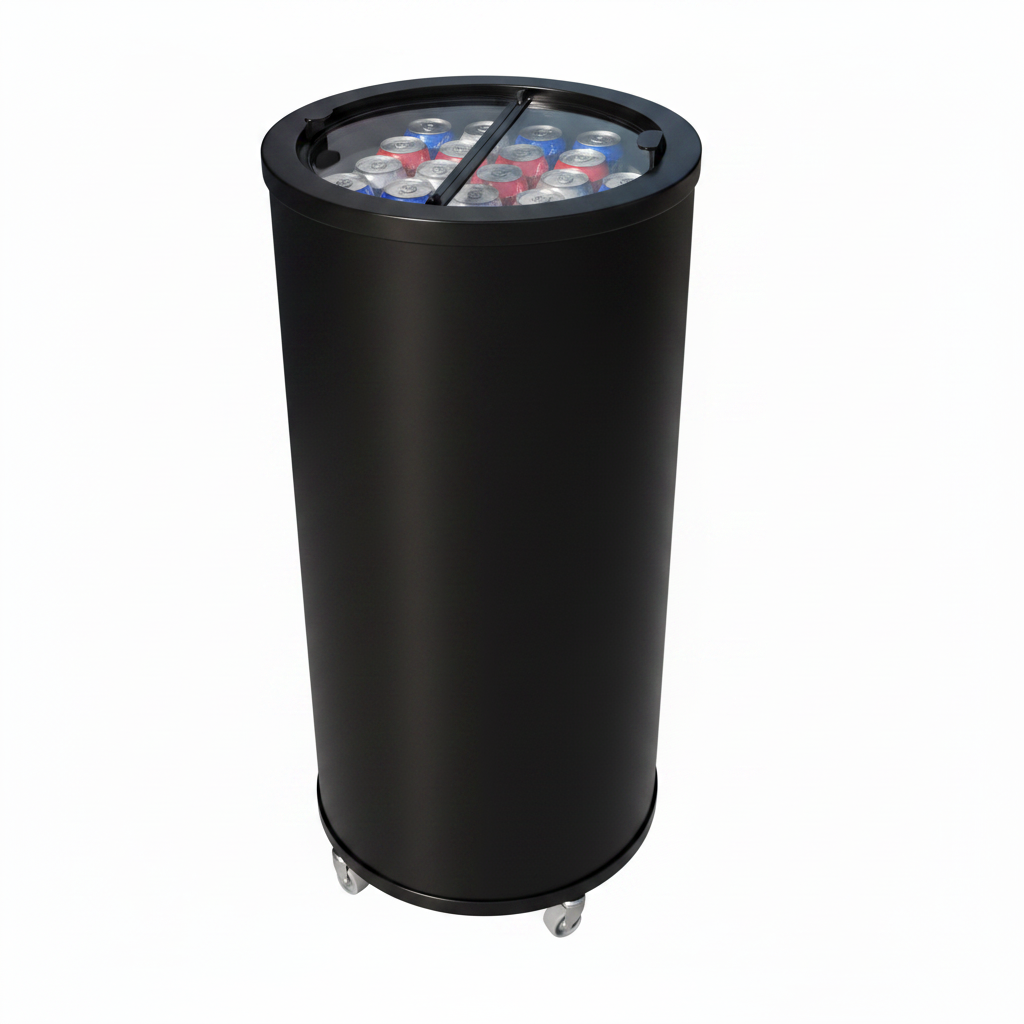 Empire Drinks Can Bottle Dump Impulse Barrel Mobile Cooler Black - EMP-CC77 Single Door Bottle Coolers Empire