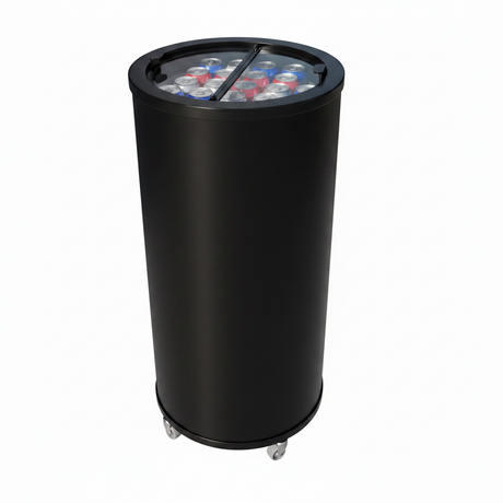 Empire Drinks Can Bottle Dump Impulse Barrel Mobile Cooler Black - EMP-CC77 Single Door Bottle Coolers Empire