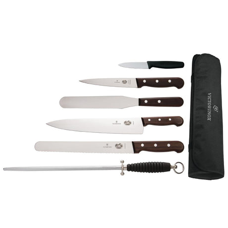 Victorinox 6 Piece Rosewood Knife Set with 20cm Chefs Knife with Wallet - S188  Victorinox   