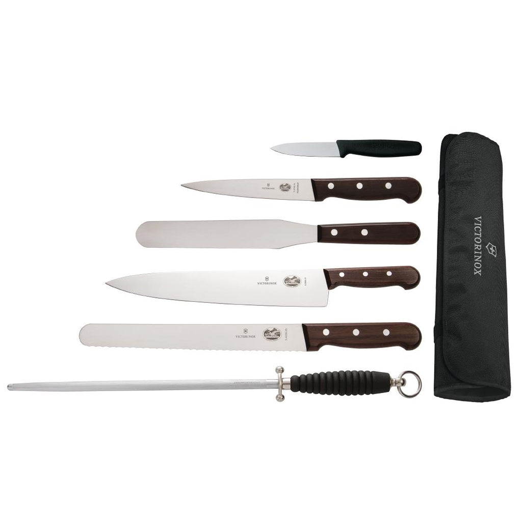 Victorinox 6 Piece Rosewood Knife Set with 25cm Chefs Knife with Wallet - S189  Victorinox   