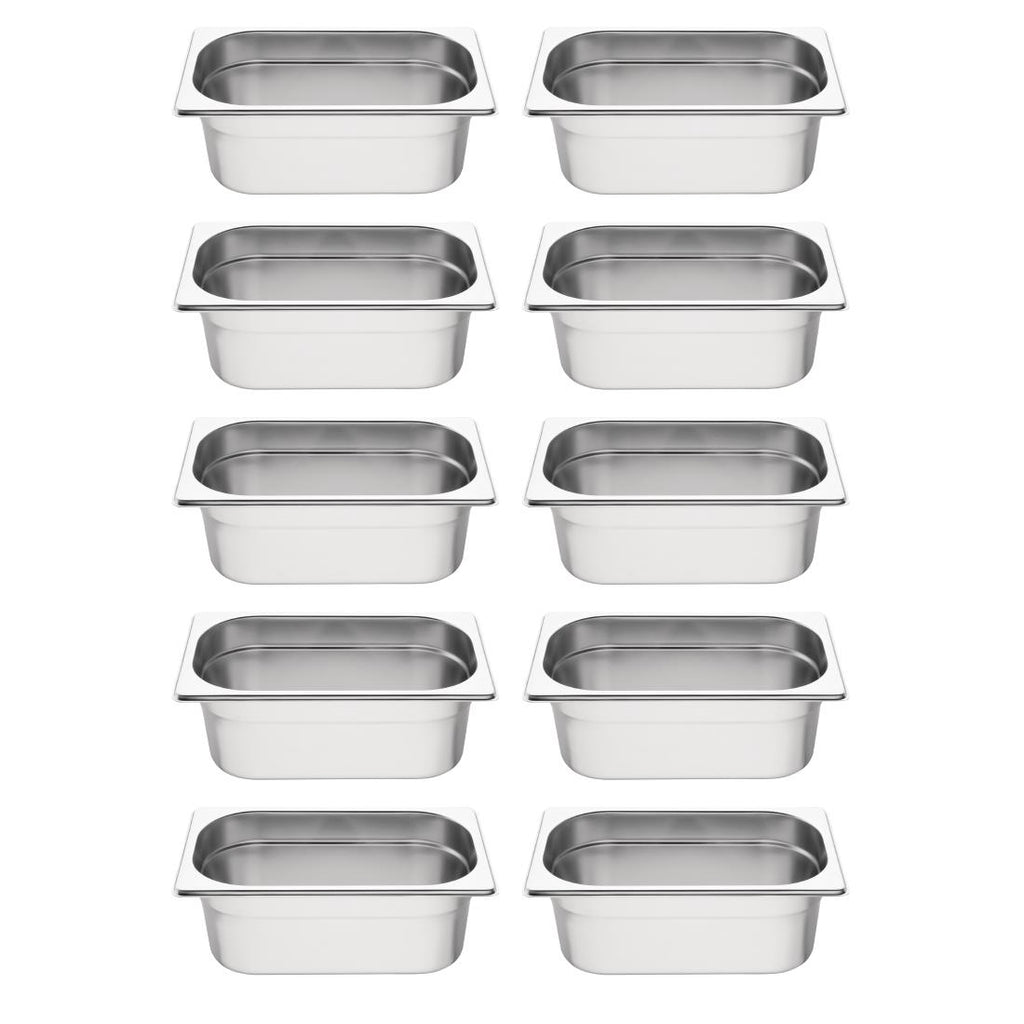 Vogue Stainless Steel Gastronorm Container Kit 1/4 (Pack of 10) - S410  Vogue   