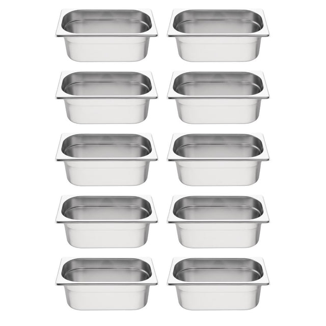 Vogue Stainless Steel Gastronorm Container Kit 1/4 (Pack of 10) - S410  Vogue   