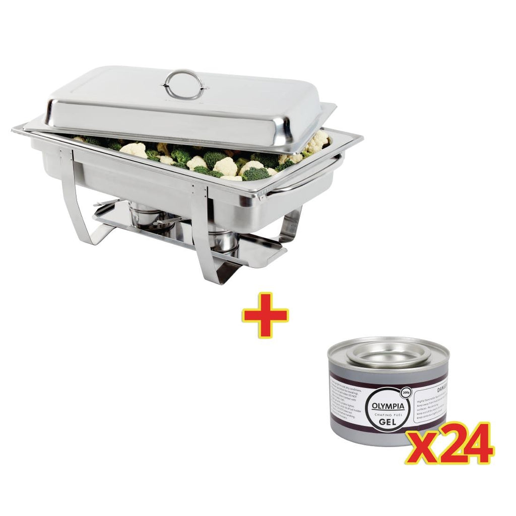 Special Offer Milan Chafer Set And 24 Olympia Chafing Gel Fuel Tins - S600  Olympia   
