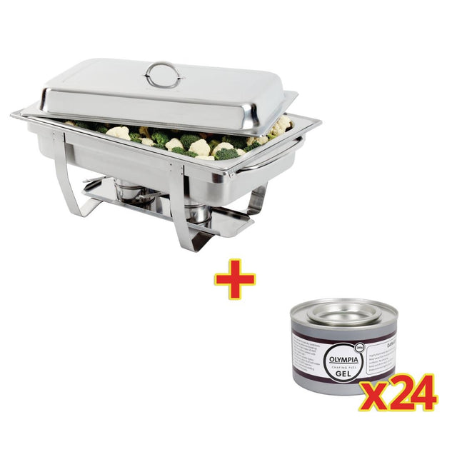 Special Offer Milan Chafer Set And 24 Olympia Chafing Gel Fuel Tins - S600  Olympia   