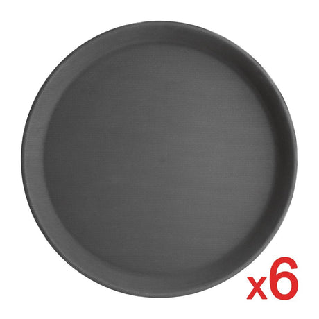 Bulk Buy Pack of 6 Olympia Kristallon Polypropylene Round Non-Slip Trays - S658  Olympia   