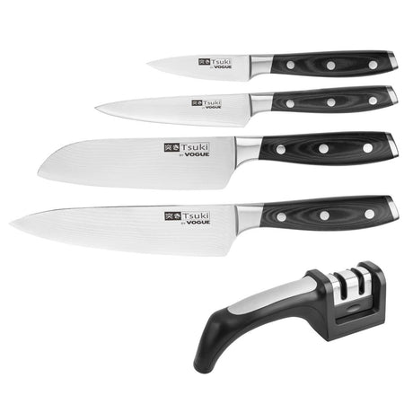 Vogue Tsuki Knife Set and Sharpener - S789  Vogue   