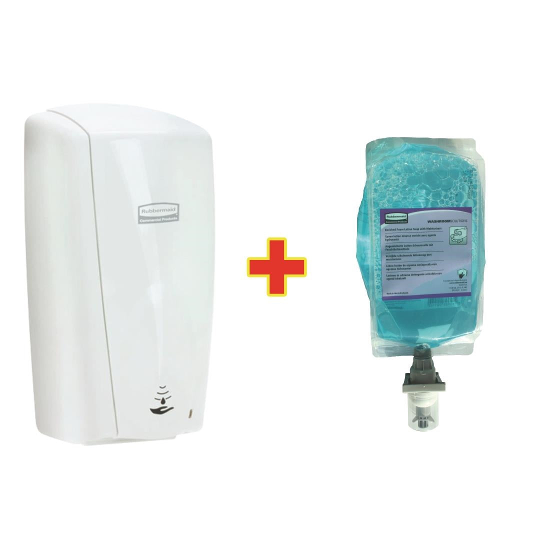 Rubbermaid AutoFoam Dispenser and 4 Perfumed Foam Hand Soaps 1.1Ltr - S813  Rubbermaid   