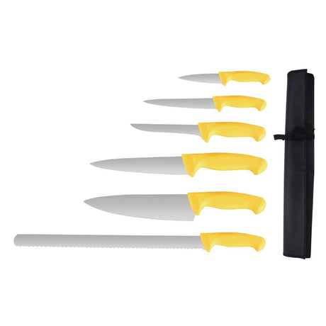 Vogue Yellow Handle 6 Piece Knife Set with Wallet - S852  Vogue   