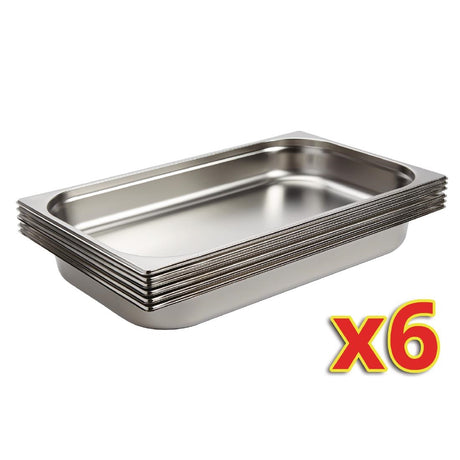 Vogue Stainless Steel 1/1 Gastronorm Trays 65mm (Pack of 6) - S895  Vogue   