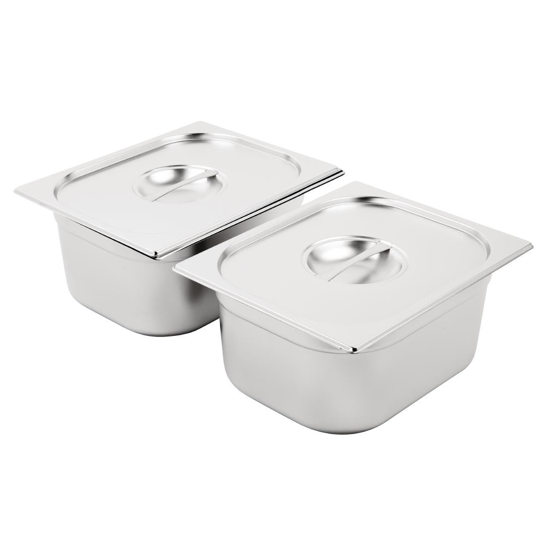 Vogue Stainless Steel Gastronorm Tray Set 2 x 1/2 with Lids - SA245  Vogue   