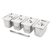 Vogue Stainless Steel Gastronorm Tray Set 4 1/4 with Lids - SA247  Vogue   