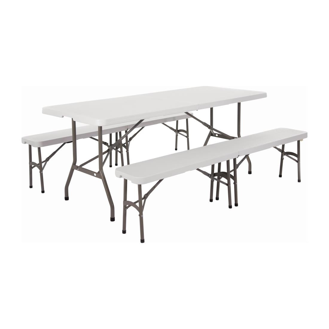 Special Offer Bolero PE Centre Folding Table 6ft with Two Folding Benches - SA425  Bolero   