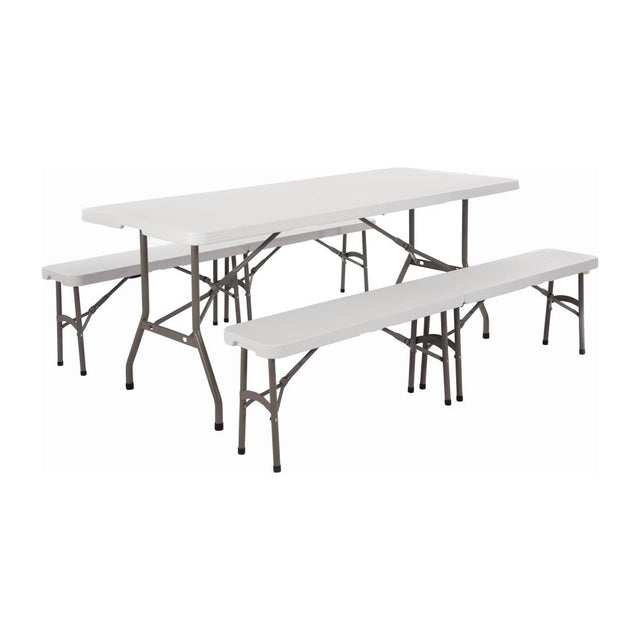 Special Offer Bolero PE Centre Folding Table 6ft with Two Folding Benches - SA425  Bolero   