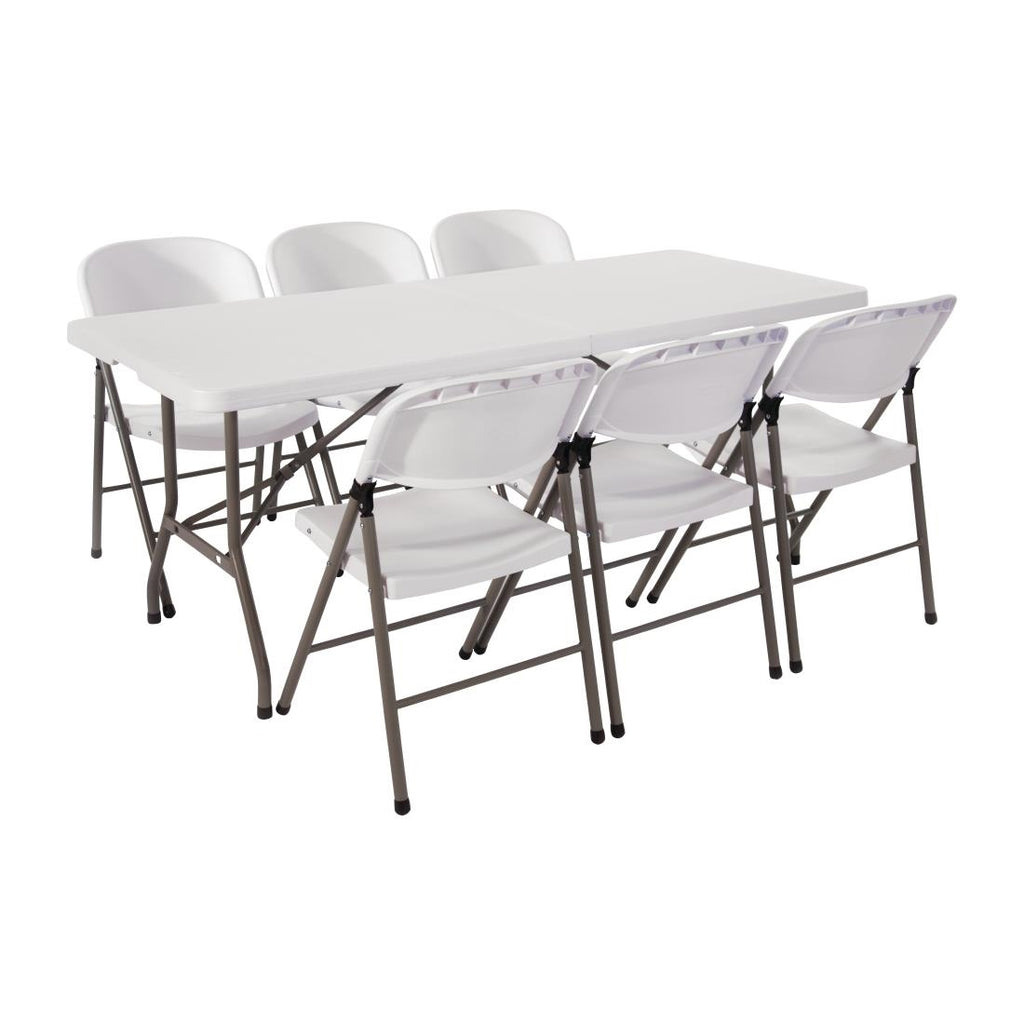 Special Offer Bolero PE Centre Folding Table 6ft with Six Folding Chairs - SA426  Bolero   