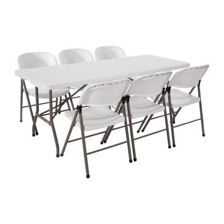 Special Offer Bolero PE Centre Folding Table 6ft with Six Folding Chairs - SA426  Bolero   