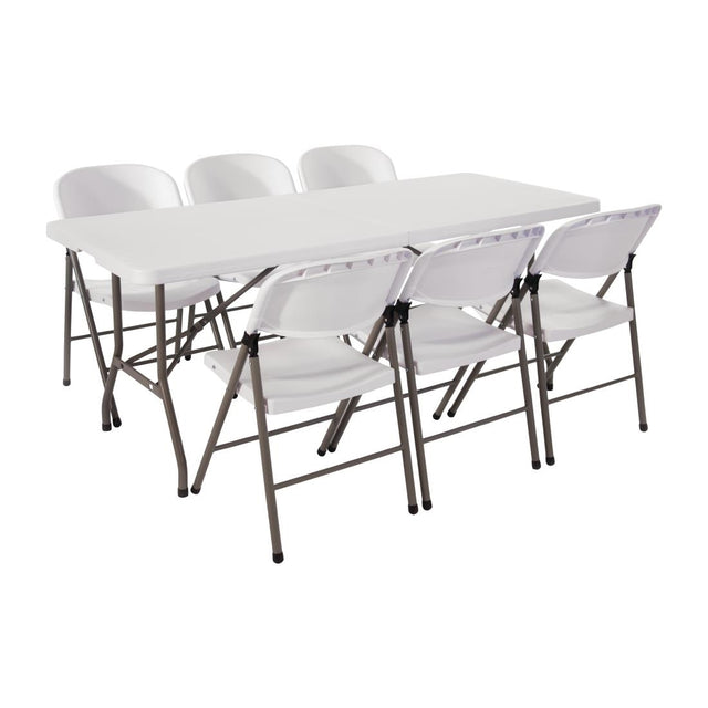 Special Offer Bolero PE Centre Folding Table 6ft with Six Folding Chairs - SA426  Bolero   
