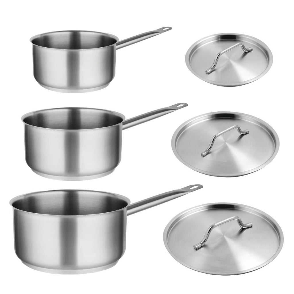 Special Offer Vogue Stainless Steel Saucepan Set (Pack of 3) - S128  Vogue   