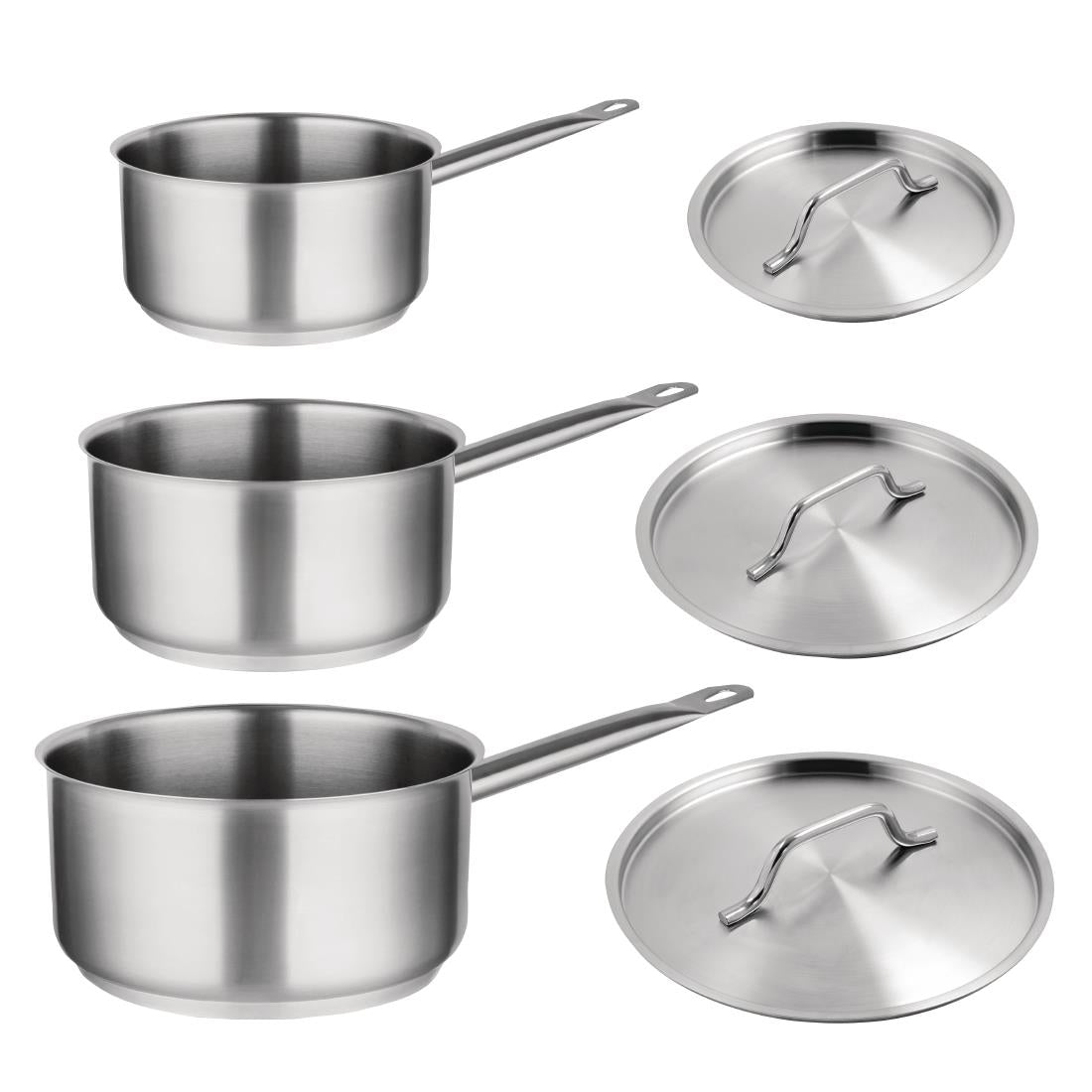 Special Offer Vogue Stainless Steel Saucepan Set (Pack of 3) - S128  Vogue   
