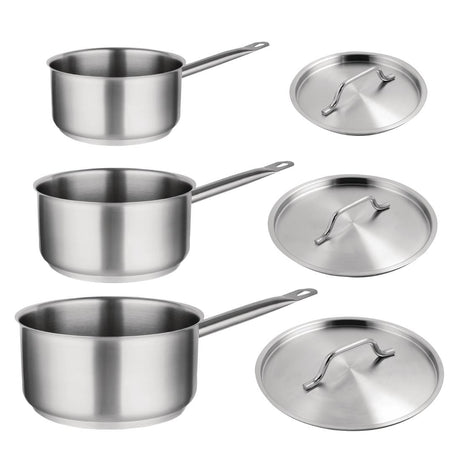 Special Offer Vogue Stainless Steel Saucepan Set (Pack of 3) - S128  Vogue   