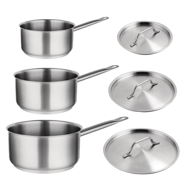 Special Offer Vogue Stainless Steel Saucepan Set (Pack of 3) - S128  Vogue   