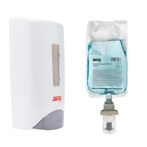 Jantex Manual Hand Soap Dispenser and Refill Bundle 1300ml - SA814  Jantex   