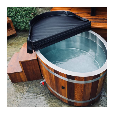 Empire Kove Ice Bath Large – Cedar Wood Cold Plunge with 304 Stainless Steel Liner & Step Ladder | KOVE-ICE2 Ice Baths & Cold Plunges Kove Designs
